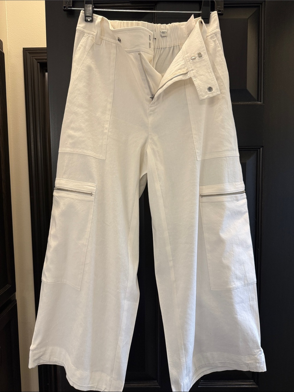 Womens Vince White Wide-Leg Cargo Pants